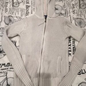 American Eagle Outfitters Cream Zip-Up Cardigan